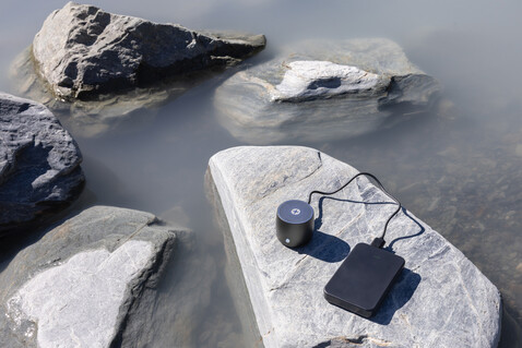 Boostcore 5.000mAh Powerbank aus RCS rec. Kunststoff schwarz bedrucken, Art.-Nr. P322.5501