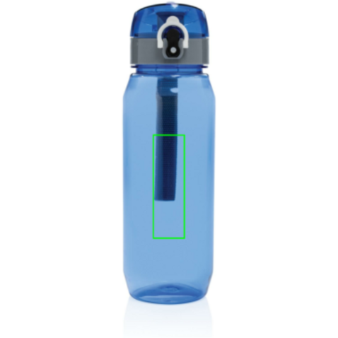 Yide verschließbare Wasserflasche aus RCS rec. PET, 800ml blau bedrucken, Art.-Nr. P437.025