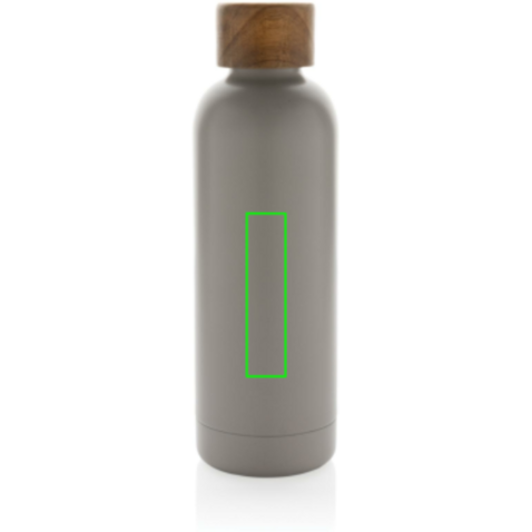 Wood Vakuumflasche aus RCS recyceltem Stainless-Steel grau bedrucken, Art.-Nr. P435.539