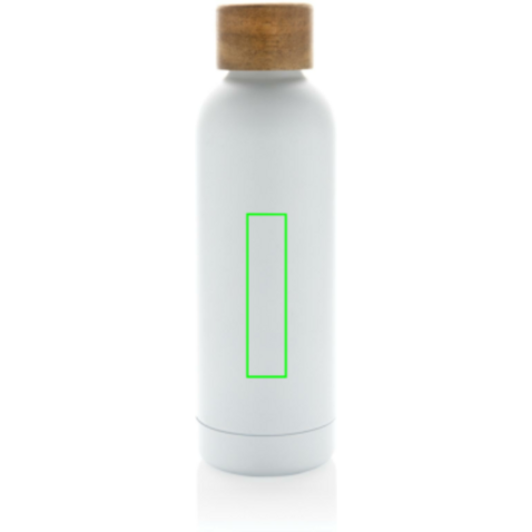 Wood Vakuumflasche aus RCS recyceltem Stainless-Steel weiß bedrucken, Art.-Nr. P435.533