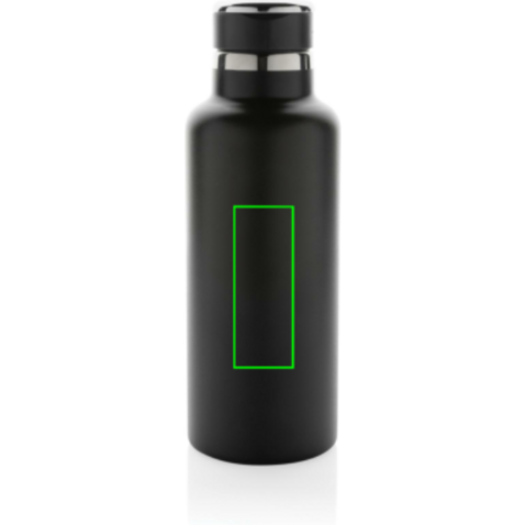 Hydro Vakuumflasche aus RCS recycel. Stainless-Steel schwarz bedrucken, Art.-Nr. P435.551