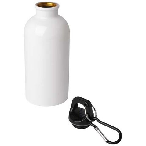 Oregon 400 ml RCS-zertifizierte, einwandige Trinkflasche aus Edelstahl mit Karabinerhaken, weiss bedrucken, Art.-Nr. 10086001
