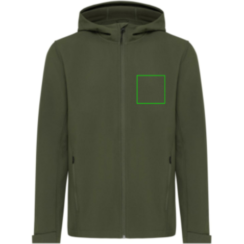 IQONIQ Makalu Herren Softshelljacke aus recyceltem Polyester khaki bedrucken, Art.-Nr. T1700.020.XXXL