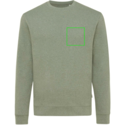 IQONIQ Denali ungefärbt. Rundhals-Sweater aus recycelter BW heather green bedrucken, Art.-Nr. T9301.015.XXL