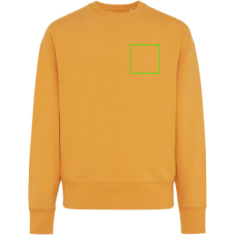 IQONIQ Kruger Relax-Rundhals-Sweater aus recycelt. Baumwolle sundial orange bedrucken, Art.-Nr. T9302.012.XXXL
