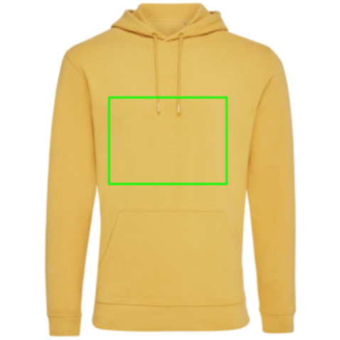 IQONIQ Jasper Hoodie aus recycelter Baumwolle ochre yellow bedrucken, Art.-Nr. T9400.021.XXXL