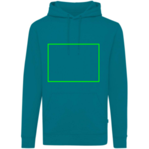 IQONIQ Jasper Hoodie aus recycelter Baumwolle verdigris bedrucken, Art.-Nr. T9400.009.XXS