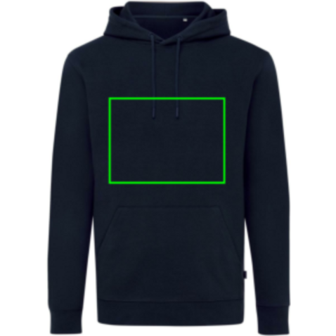IQONIQ Jasper Hoodie aus recycelter Baumwolle navy blau bedrucken, Art.-Nr. T9400.002.XL