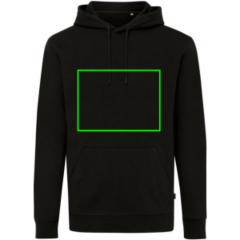 IQONIQ Jasper Hoodie aus recycelter Baumwolle schwarz bedrucken, Art.-Nr. T9400.001.4XL