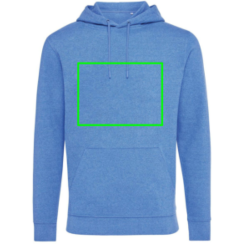 IQONIQ Torres ungefärbter Hoodie aus recycelter Baumwolle heather blue bedrucken, Art.-Nr. T9401.024.M