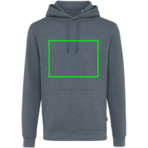 IQONIQ Torres ungefärbter Hoodie aus recycelter Baumwolle heather navy bedrucken, Art.-Nr. T9401.016.XS