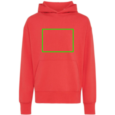 IQONIQ Yoho Relax-Hoodie aus recycelter Baumwolle luscious red bedrucken, Art.-Nr. T9402.008.S
