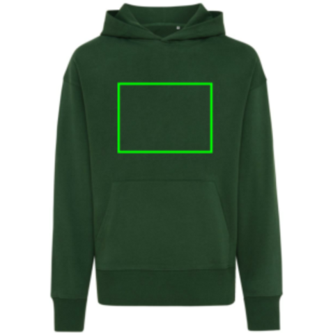IQONIQ Yoho Relax-Hoodie aus recycelter Baumwolle forest green bedrucken, Art.-Nr. T9402.005.XXXL