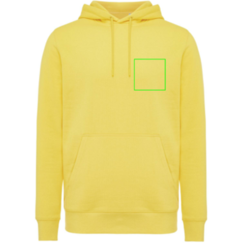 IQONIQ Rila Lightweight Hoodie aus recycelter Baumwolle gelb bedrucken, Art.-Nr. T9404.045.XXS