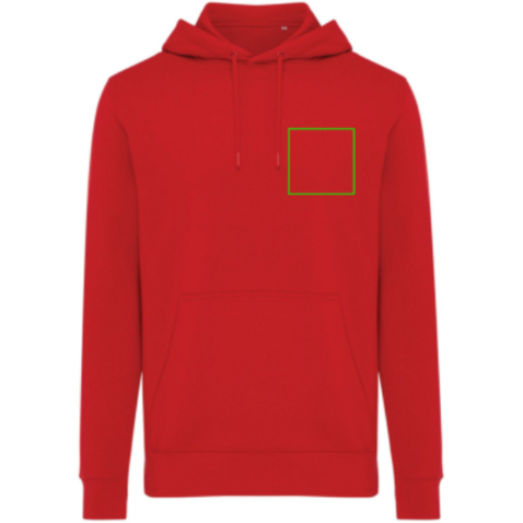 IQONIQ Rila Lightweight Hoodie aus recycelter Baumwolle rot bedrucken, Art.-Nr. T9404.029.S