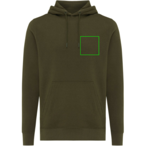 IQONIQ Rila Lightweight Hoodie aus recycelter Baumwolle khaki bedrucken, Art.-Nr. T9404.020.S