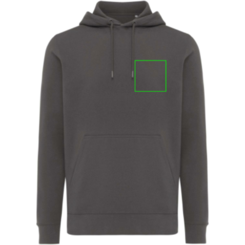 IQONIQ Rila Lightweight Hoodie aus recycelter Baumwolle anthrazit bedrucken, Art.-Nr. T9404.019.S