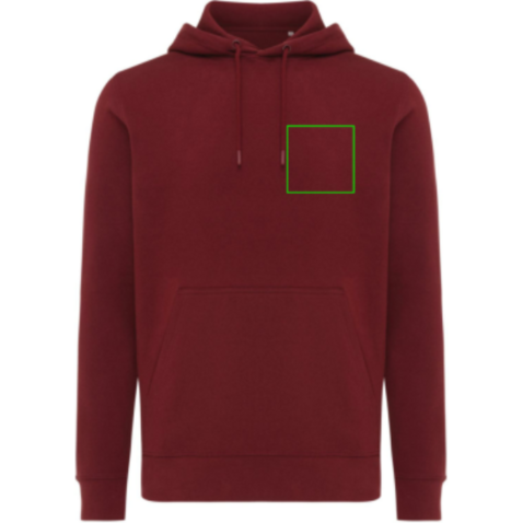 IQONIQ Rila Lightweight Hoodie aus recycelter Baumwolle burgunderrot bedrucken, Art.-Nr. T9404.007.XXXL