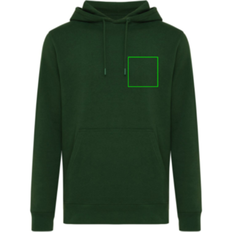 IQONIQ Rila Lightweight Hoodie aus recycelter Baumwolle forest green bedrucken, Art.-Nr. T9404.005.L