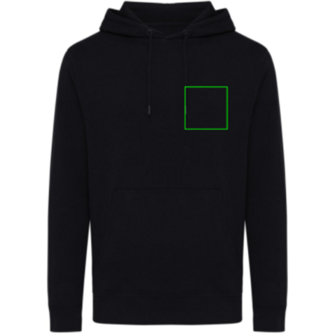 IQONIQ Rila Lightweight Hoodie aus recycelter Baumwolle schwarz bedrucken, Art.-Nr. T9404.001.M