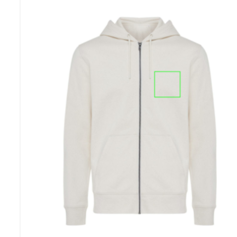 IQONIQ Abisko Zip-Kapuzenpullover aus recycelter Baumwolle natural raw bedrucken, Art.-Nr. T9600.018.5XL