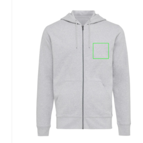 IQONIQ Abisko Zip-Kapuzenpullover aus recycelter Baumwolle heather grey bedrucken, Art.-Nr. T9600.013.S