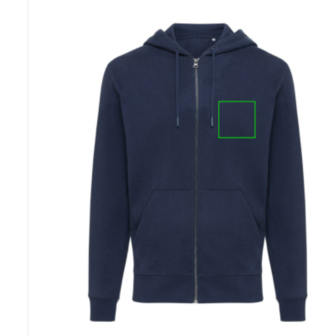 IQONIQ Abisko Zip-Kapuzenpullover aus recycelter Baumwolle navy blau bedrucken, Art.-Nr. T9600.002.4XL