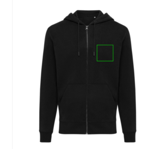 IQONIQ Abisko Zip-Kapuzenpullover aus recycelter Baumwolle schwarz bedrucken, Art.-Nr. T9600.001.XXL