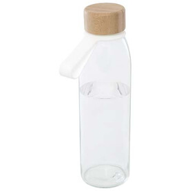 Porto 500 ml Glas-Flasche mit Silikongriff und Bambusdeckel, transparent klar bedrucken, Art.-Nr. 10085301