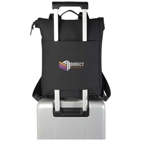 Turner 15,6&quot; GRS-recycelter Rolltop Laptop-Rucksack 12 L, schwarz bedrucken, Art.-Nr. 12075090