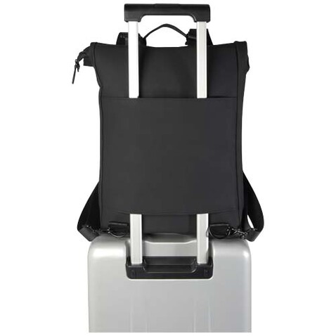 Turner 15,6&quot; GRS-recycelter Rolltop Laptop-Rucksack 12 L, schwarz bedrucken, Art.-Nr. 12075090