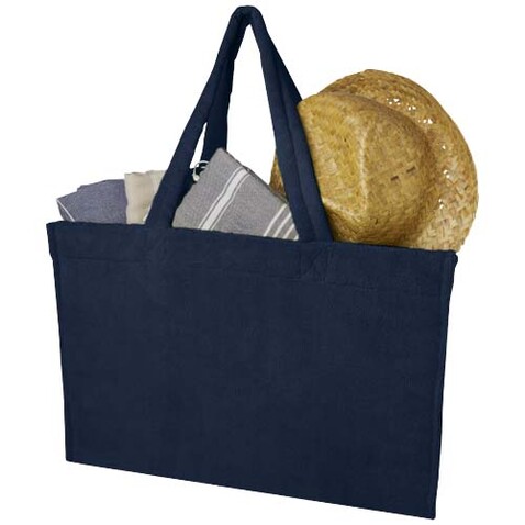 Siam GRS-recycelte Strandtragetasche aus Frottee 13 L, navy bedrucken, Art.-Nr. 12075255