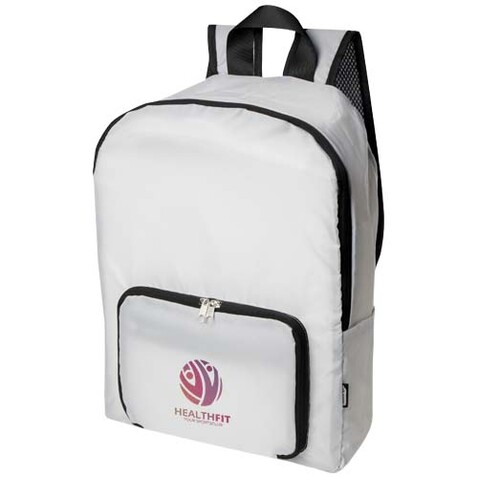 EcoFold faltbarer RPET Rucksack 15 L, weiss bedrucken, Art.-Nr. 13009001