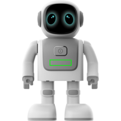 Robert der tanzende Roboter mit Lautsprecher weiß, grau bedrucken, Art.-Nr. P330.3503