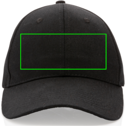 Impact 6 Panel Kappe aus 280gr rCotton mit AWARE™ Tracer schwarz bedrucken, Art.-Nr. P453.301