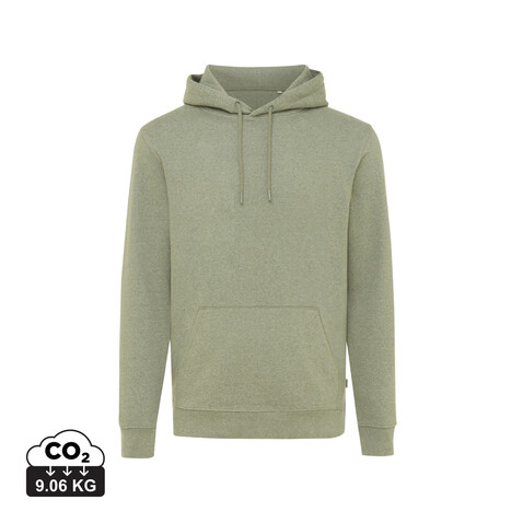 IQONIQ Torres ungefärbter Hoodie aus recycelter Baumwolle heather green bedrucken, Art.-Nr. T9401.015.XXL