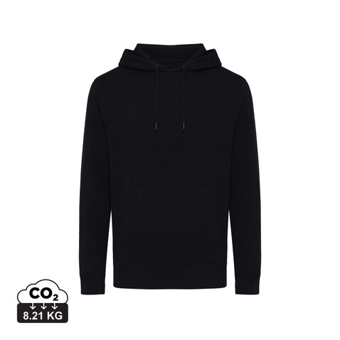 IQONIQ Rila Lightweight Hoodie aus recycelter Baumwolle schwarz bedrucken, Art.-Nr. T9404.001.M