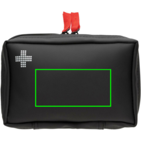 Erste-Hilfe-Set in RCS recycelter Nubuk-PU Tasche schwarz bedrucken, Art.-Nr. P265.411