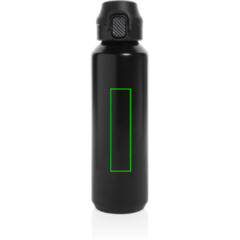 Via RCS Re-Steel Sportflasche mit Verschluss, 600ml schwarz bedrucken, Art.-Nr. P437.5001