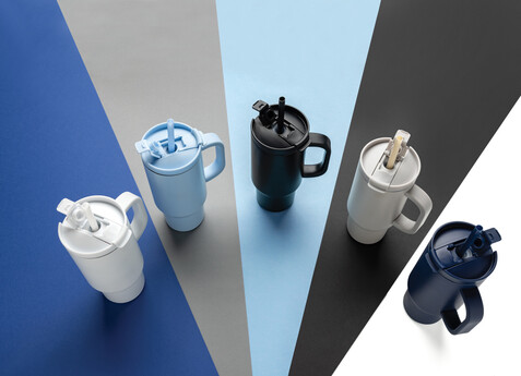 Cruiser kompakter, auslaufsicherer RCS rec. Becher 480ml blau bedrucken, Art.-Nr. P437.1515