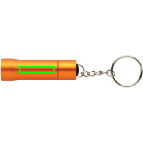 Flash Schlüsselanhänger-Taschenlampe aus RCS rec. Aluminium orange bedrucken, Art.-Nr. P514.0408
