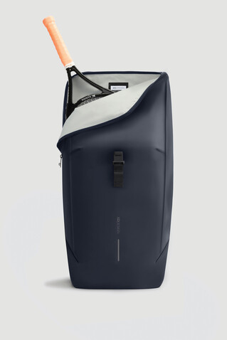 Urban wasserabweisender Flap-Top Rucksack navy blau, schwarz bedrucken, Art.-Nr. P706.2625