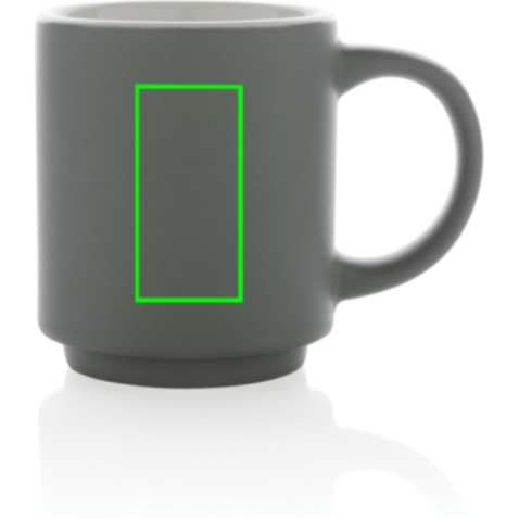 Stapelbare Keramiktasse, 180ml grau bedrucken, Art.-Nr. P434.072