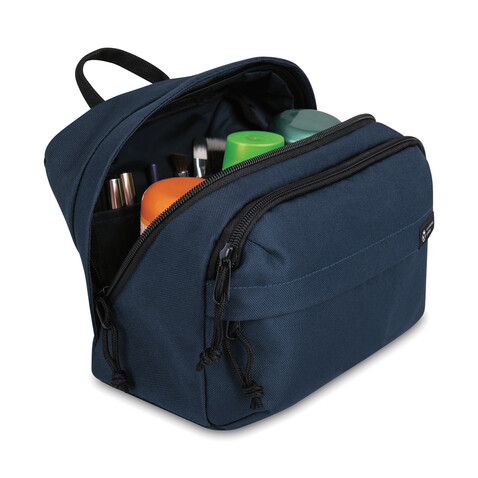 Renew AWARE™ rPET Kosmetiktasche navy blau bedrucken, Art.-Nr. 101037-410