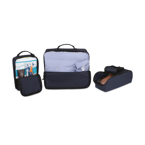 Renew AWARE™ rPET 3-teiliges Packing-Cube-Set navy blau bedrucken, Art.-Nr. 101038-410
