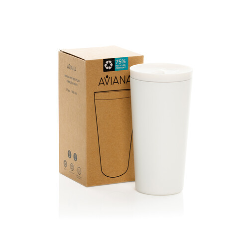 Aviana™ Rowan RCS recycelter Thermobecher 500ml weiß bedrucken, Art.-Nr. 101950-119
