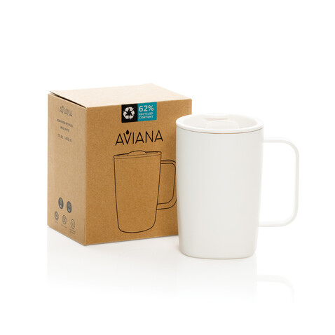 Aviana™ Rowan RCS recycelter Becher 450ml weiß bedrucken, Art.-Nr. 102229-119