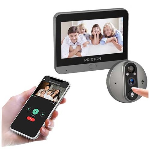 Prixton DV50 Smart WLAN Türspion Klingel, schwarz bedrucken, Art.-Nr. 1PA21190
