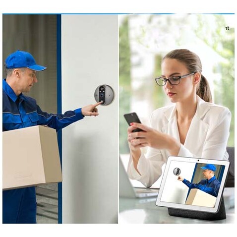 Prixton DV50 Smart WLAN Türspion Klingel, schwarz bedrucken, Art.-Nr. 1PA21190
