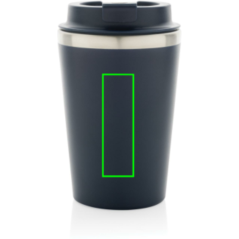 Java 350ml doppelwandiger Becher aus RCS recyceltem PP navy blau bedrucken, Art.-Nr. P437.1425